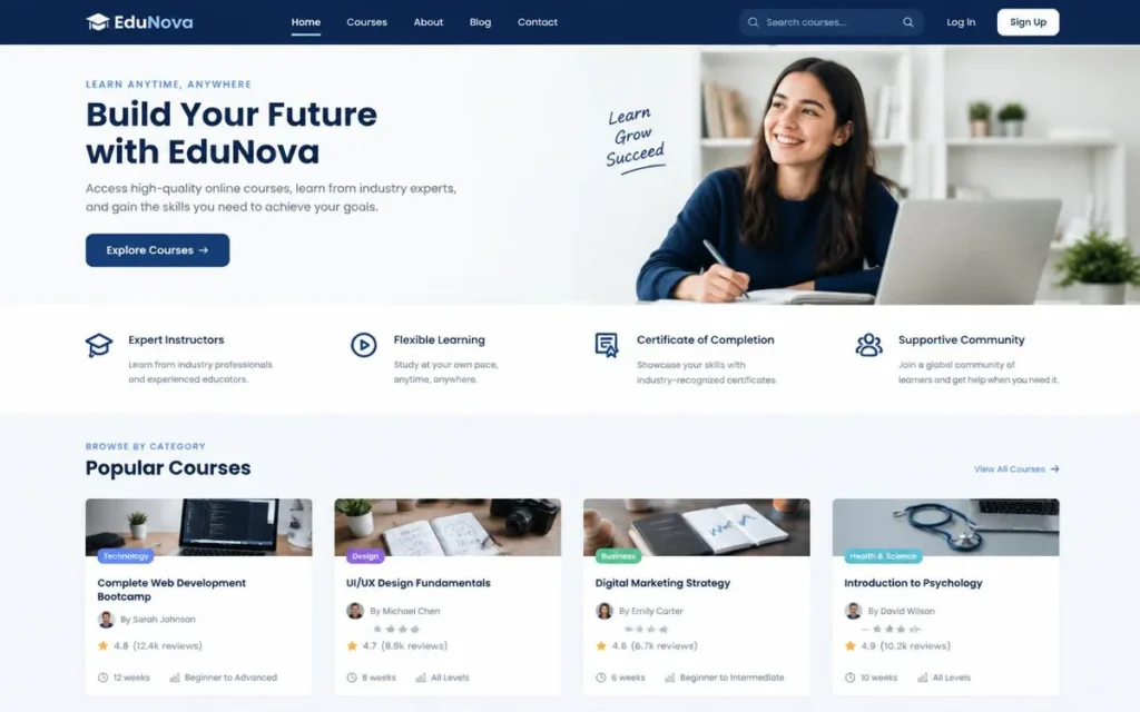 EduNova Learning Platform concept preview