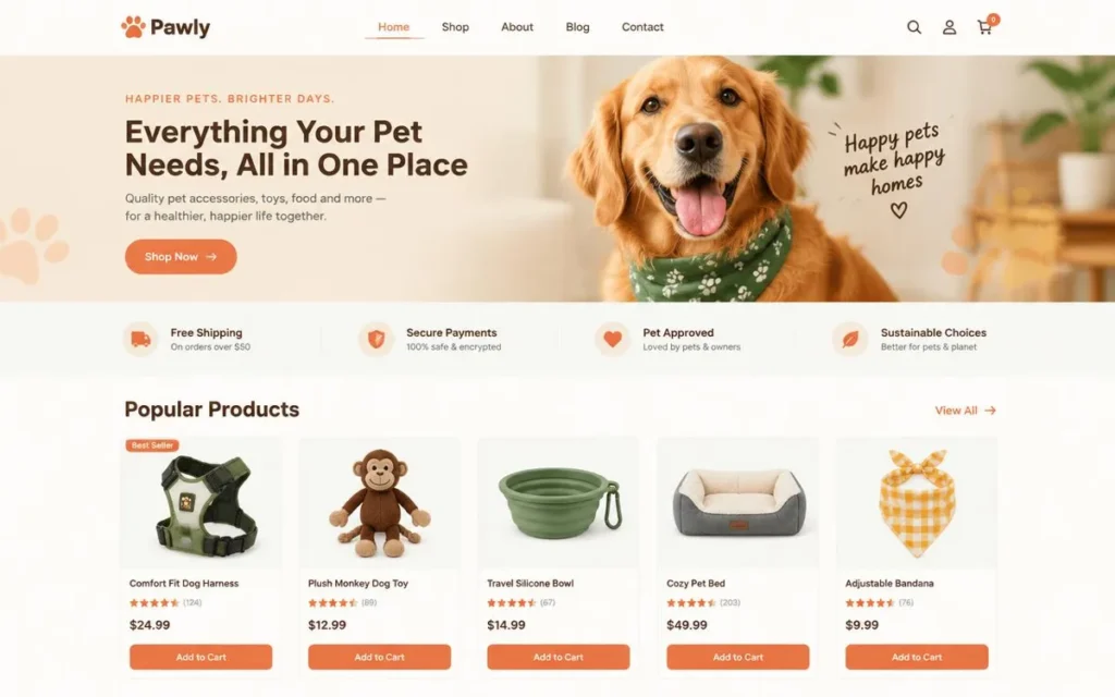 Pawly Pet Store concept preview
